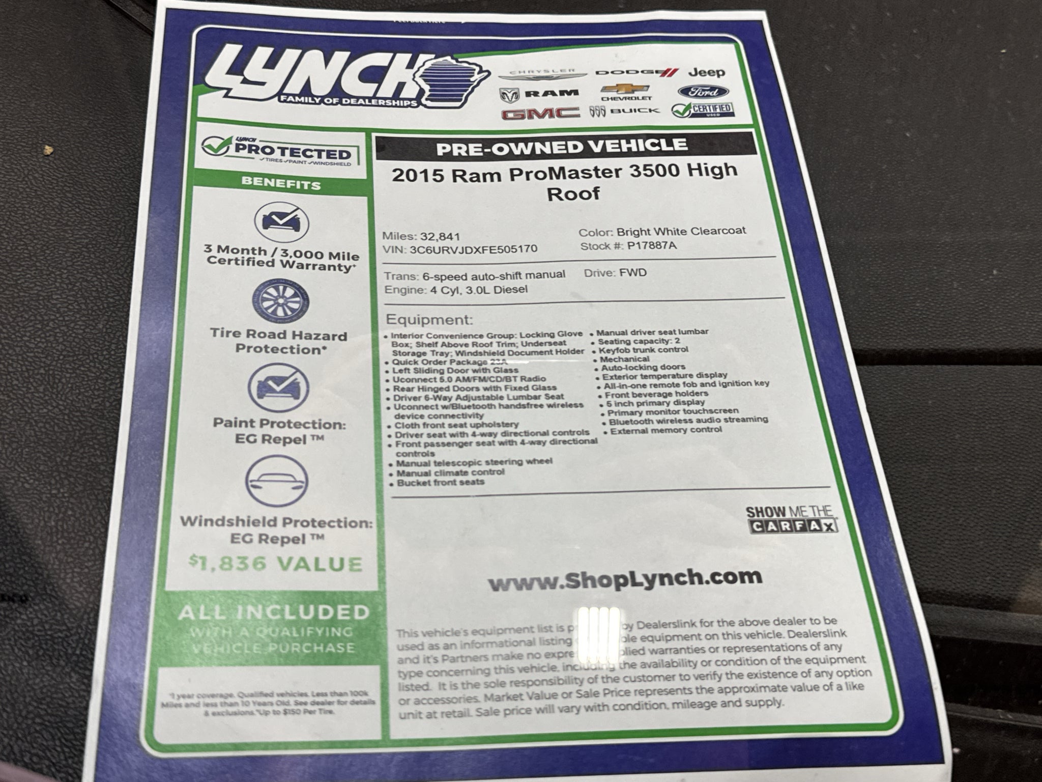2015 RAM ProMaster Cargo Van BASE